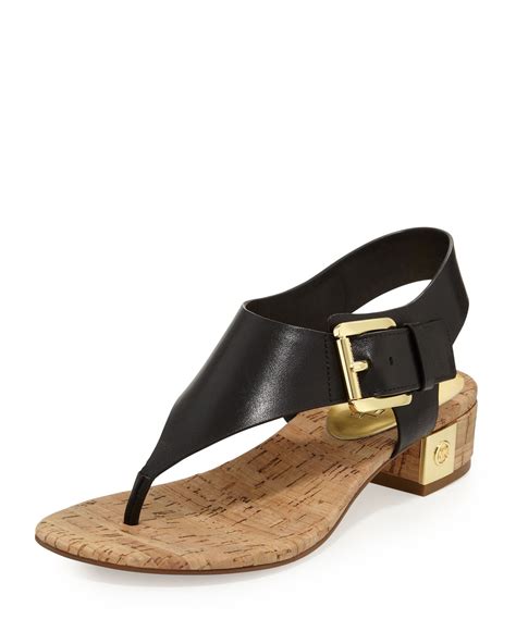 michael michael kors heidi leather thong sandals|Michael Kors block heel sandals.